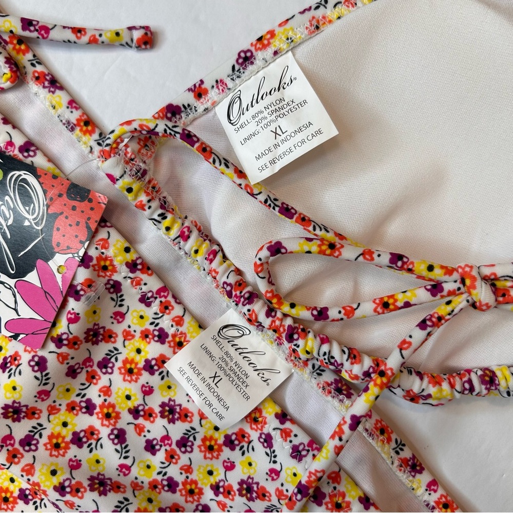 NWT Bathing Suits Outlooks Women’s Swimsuit Top Bottoms Floral Print Size XL - Picture 4 of 17